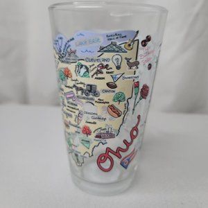 State of Ohio Map Hotspots Cocktail Drink Glass By Fish-Kiss 6" Tall